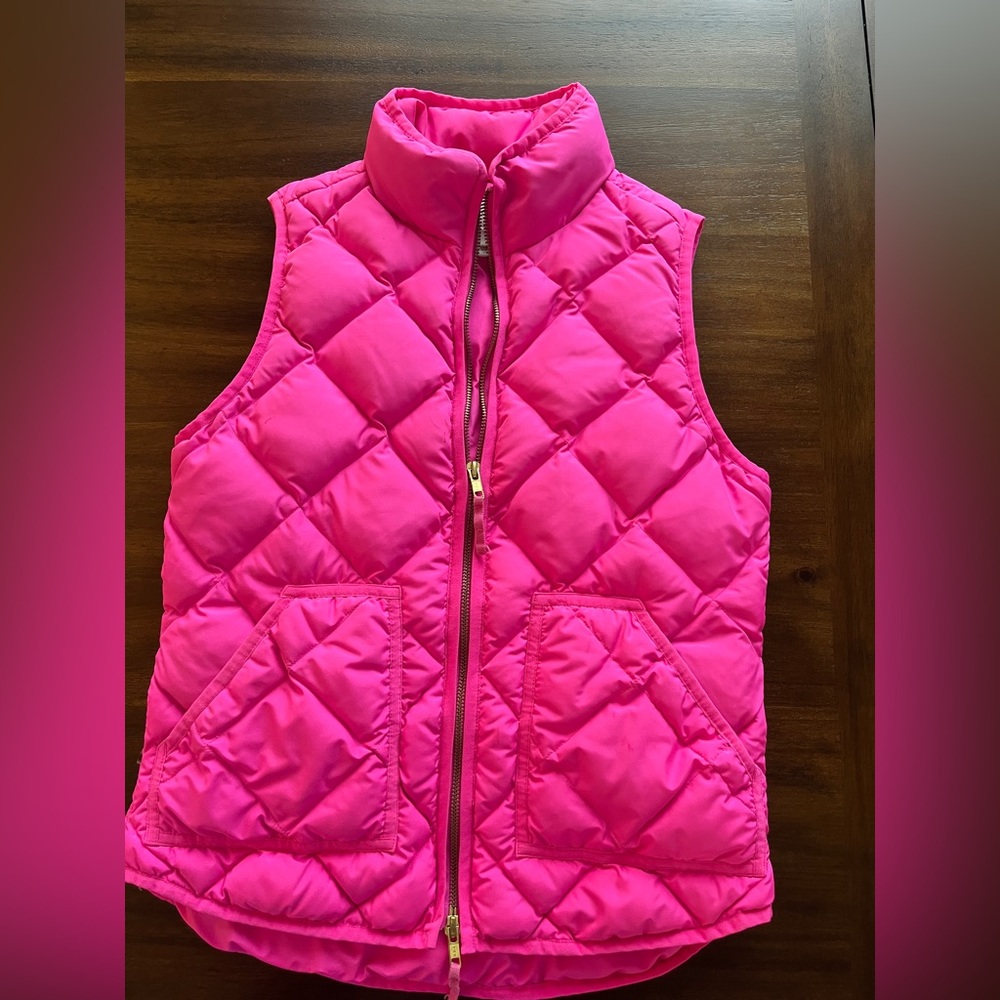 J. Crew women’s Quilted Puffer Vest - Bright Pink